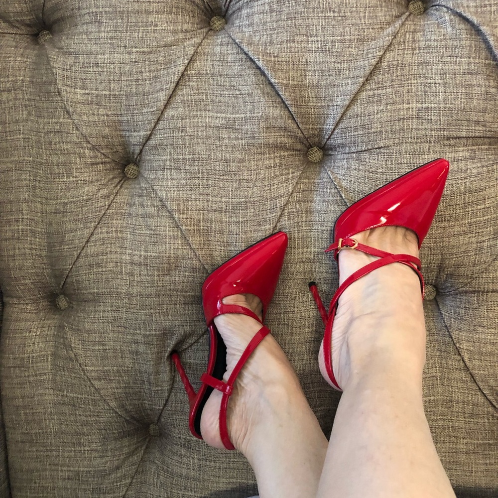 Platform patent leather high heel